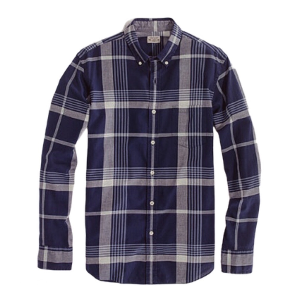J. CREW Navy Summer Plaid Button Down Shirt